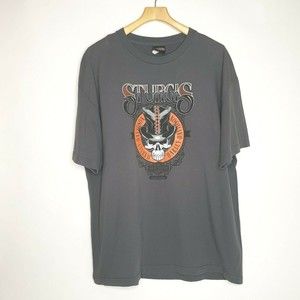 Harley Davidson Men's 2XL Sturgis T Shirt Short Sleeve Gray Skull Top Hat 2016